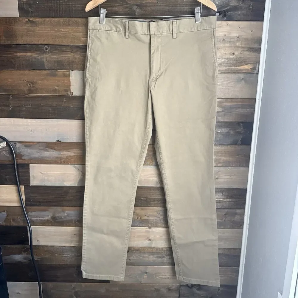 Banana Republic Fulton Chino Pants 34x32 Khaki Tan Skinny Fit Cotton Stretch